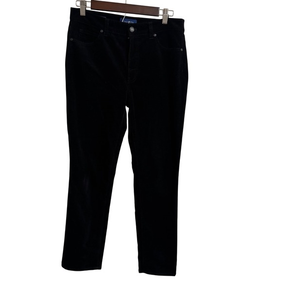 Talbots Pants - Talbots Black Velvet High Waist Straight Leg‎ Pants Womens Size 6P